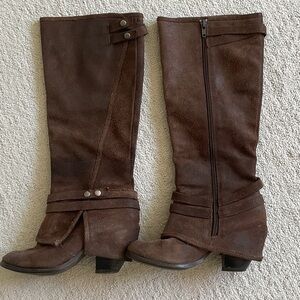 Elegant Brown Suede Heeled Boots
